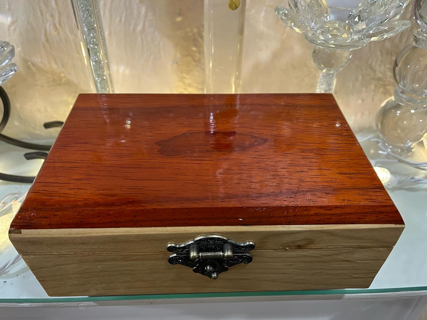 Keepsake box hot off the bench! African Padauk top and bottom with NY Ambrosia Maple sides. Added old world hardware and finished with a double coat of hard urethane for a life long finish.