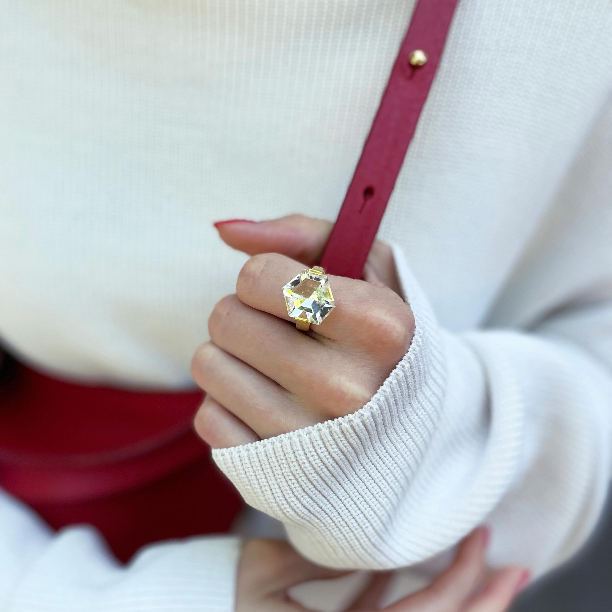 Spark Ring | Bergkristall | 925 sterling Silber | 18 k plattiert | gelbgold