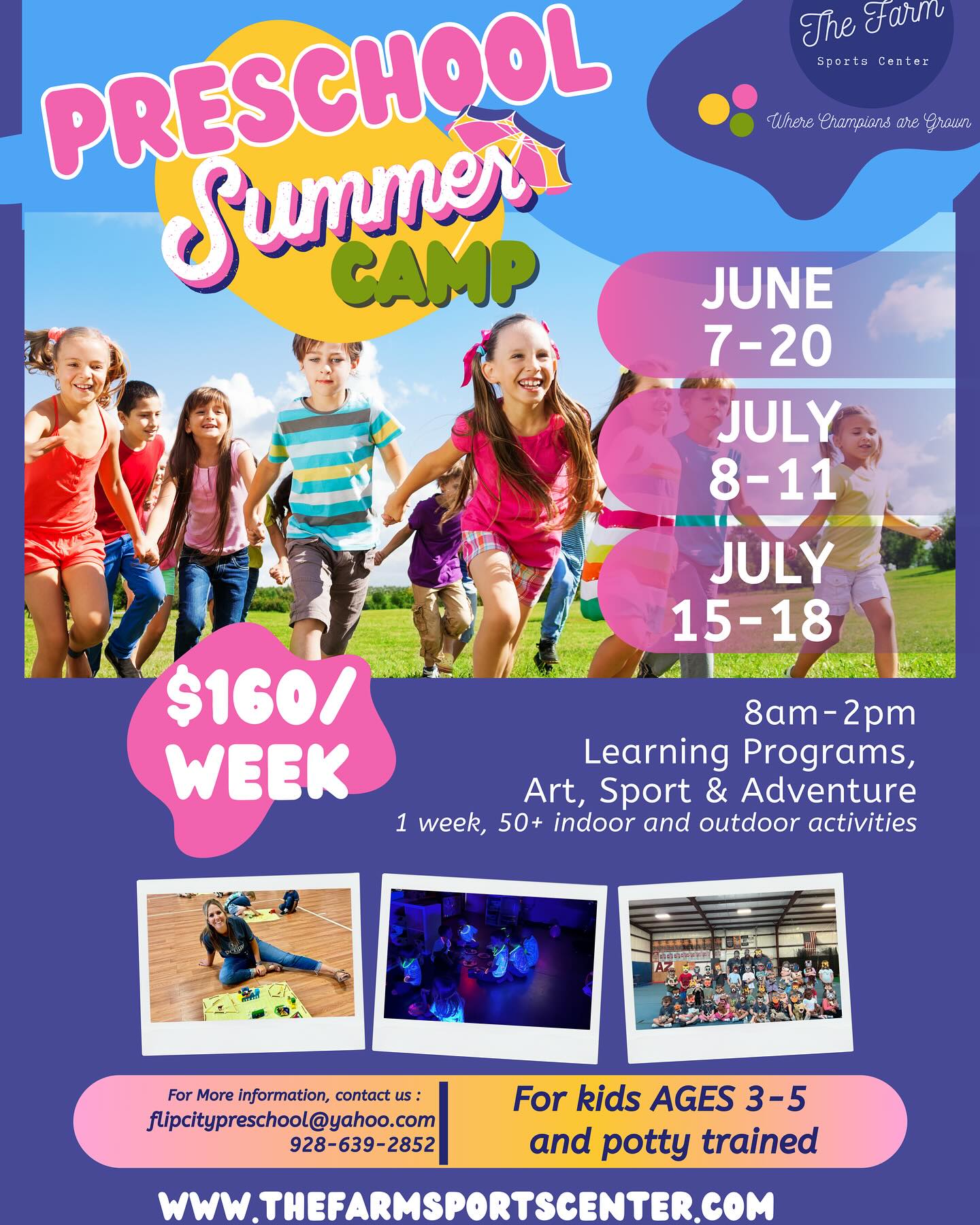 After our first successful week of summer preschool camp we have decided to open up a few more spots for the remaining weeks. We only have 5 spots available. Please email us to reserve your spot.