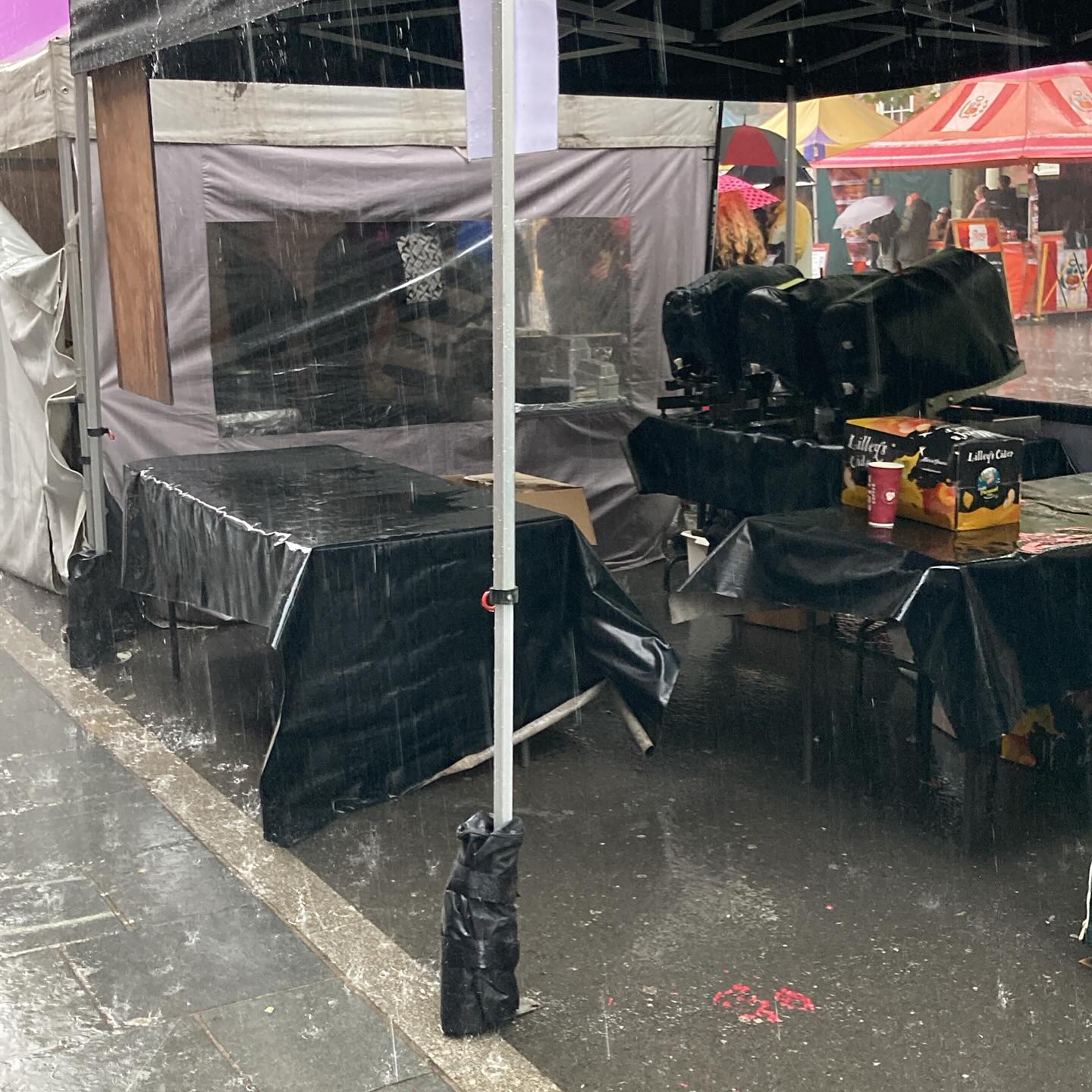 Very special time limited offer - shelter.under our gazebo for a quid a minute. Max six at a time or twelve if you’re very good mates.