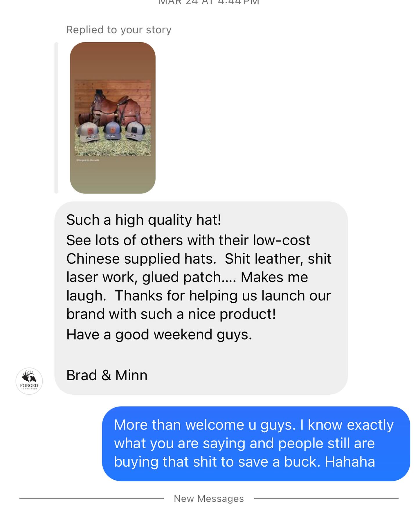 Pretty much sums things up … thanks again Brad & Minn @forged.in.the.wild