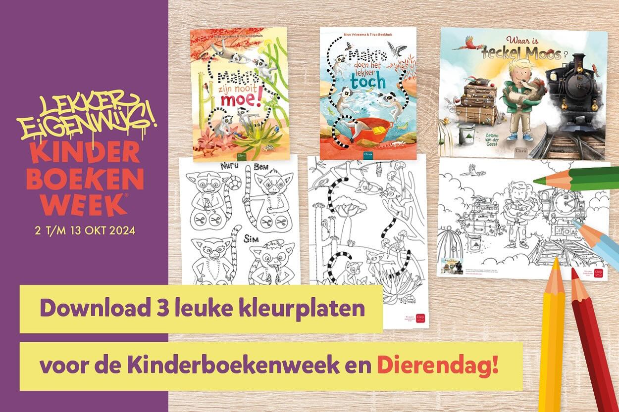 📚🎉 Maak kennis met Online lezen tijdens de Kinderboekenweek én speciaal voor Dierendag! 🐾
Tijdens de Kinderboekenweek bieden we maar liefst 19 digitale boeken van Clavis aan voor scholen! 📖 Leerkrachten in de onderbouw kunnen deze boeken gemakkelijk op het digibord gebruiken om samen met de kinderen van de verhalen te genieten. Voor de midden- en bovenbouw kunnen de boeken zelfstandig op een tablet gelezen worden, zodat kinderen in hun eigen tempo door de verhalen kunnen bladeren. 💻📱
En het wordt nog leuker! Download kleurplaten van de schattige Maki’s of teckel Moos, en vind kleurplaten van boeken in het Kinderboekenweekthema! 🎨🖍️
Ga naar de Boekenplank en download de kleurplaten hier: #linkinbio
#Kinderboekenweek #Dierendag #ClavisBoeken #LezenIsLeuk #DigitaalLezen #Kleurplezier #Onderwijs