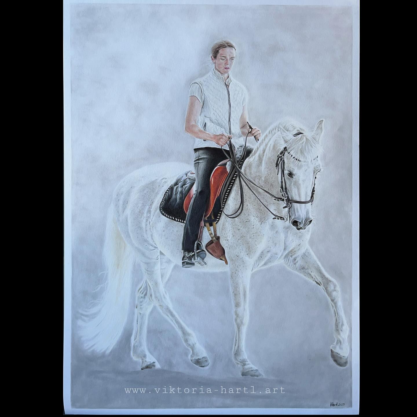 ✨ N E V A D O ✨
Ein so schönes Paar, diese beiden!
Das A2 große Porträt von Nevado und Heidrun @zentaurus.akademie hatte ganz viele spannende Herausforderungen für mich!🤩
Das Zeichnen eines Schimmel ist immer interessant, da es sehr viele Schichten verschiedener Grautöne braucht, damit man dieses „Weiß“ bekommt.👌🏻
Diese Zeichnung hat mir wieder sehr viel Geduld und Ruhe beigebracht.🧘🏻♀️ Der Farbstift ist ein sehr langsames Medium, man braucht viel Zeit und muss immer wieder über alles mehrmals drüber arbeiten, um ein schönes Ergebnis zu erhalten. ✍🏼
Danke für diesen Auftrag!!🥰
#horsedrawing #pferdeliebe #fabercastellpolychromos #farbstift #coloredpencil #horses #pferdeportrait #zeichnen