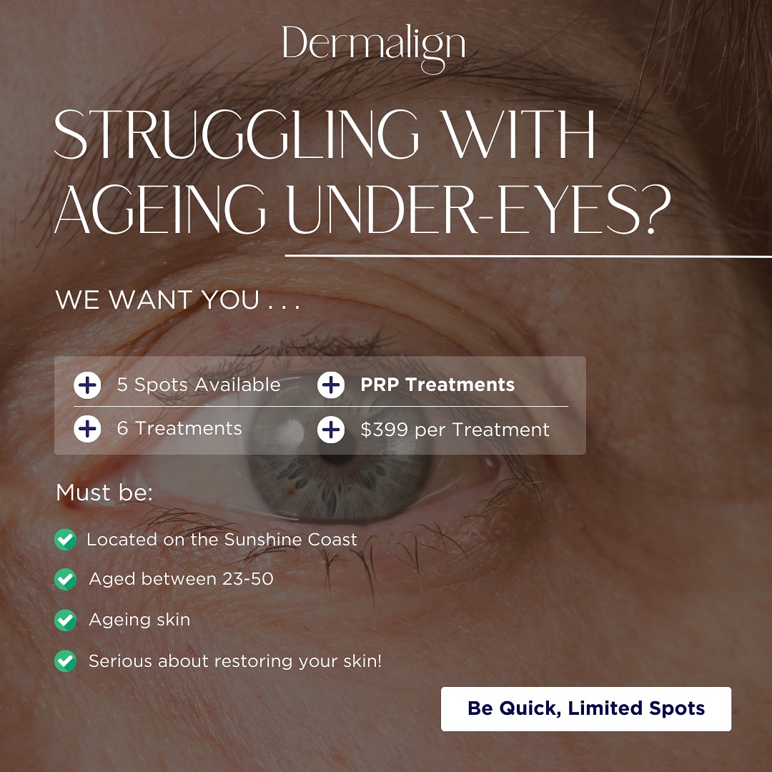 Calling 5 sets of ageing eyes on the Sunshine Coast!
Only 5 spots available!!! PRP treatment is great for natural collagen production, minimally invasive and improves skin elasticity π
Platelet-Rich plasma is a medical treatment that involves using a concentration of platelets from your own blood to promote better texture and tone.