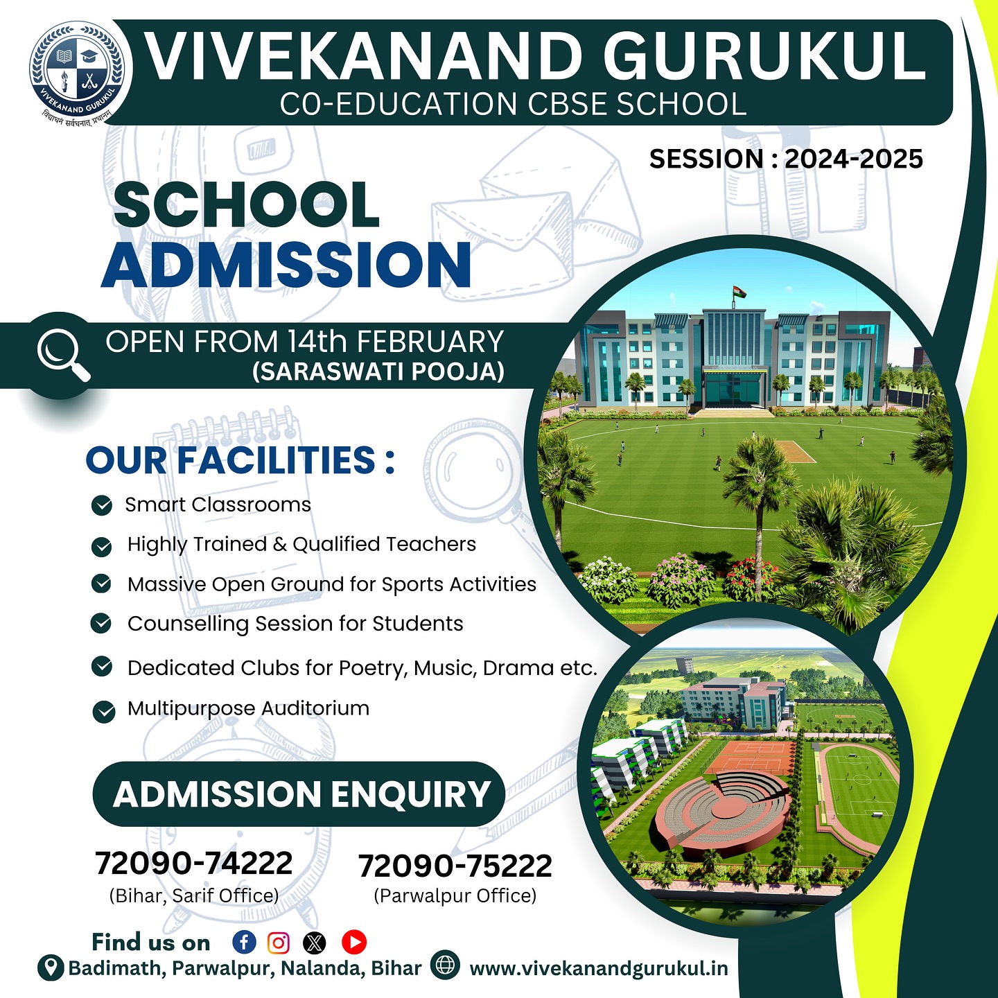 Dear Parents and Guardians,
We are delight to welcome you to VIVEKANAND GURUKUL, a place where education meets excellence, and every child’s potential in unlocked. At VIVEKANAND GURUKUL, we believe in creating a stimulating and nurturing environment that fosters holistic development.
Our Commitment to Excellence:
• Academic Rigor
• Highly Trained & Qualified Teachers
• Counselling Session for Students
• Dedicated Clubs for Poetry, Music, Drama etc.
• Multipurpose Auditorium
#school #children #education #educational #schooleducation #sports #lab #science #maths #schoolcamp