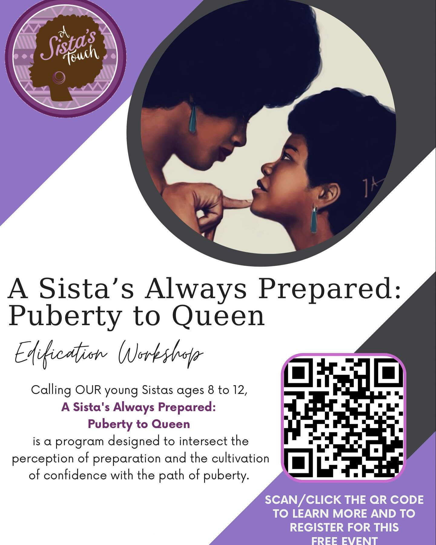 A Sista’s Touch is pleased to announce Dr. Ross as our hosting MD Expert for the 6th cohort of A Sista’s Always Prepared: Puberty to Queen on 4/28/24. This free event (parking included) will be held at Samuel Merritt University. Registration is still open. Please register on our website: https://www.asistastouch.org/asappq