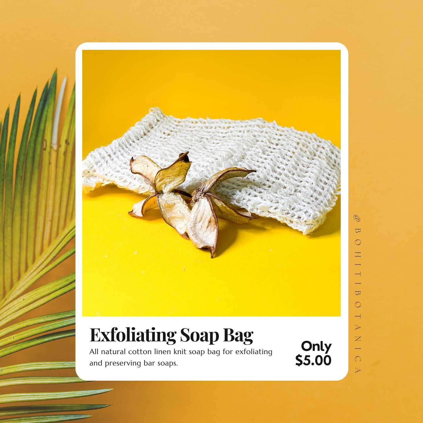 ✨ Elevate your skincare routine with Bohiti Botanica’s all-natural exfoliating soap bags! 🌿 Made with knit cotton linen, they’re perfect for a gentle scrub and making your favorite bar soap last longer. 🛁 Embrace eco-friendly pampering! 💚 #BohitiBotanica #NaturalSkincare #ExfoliateNaturally #SustainableLiving #SoapLover