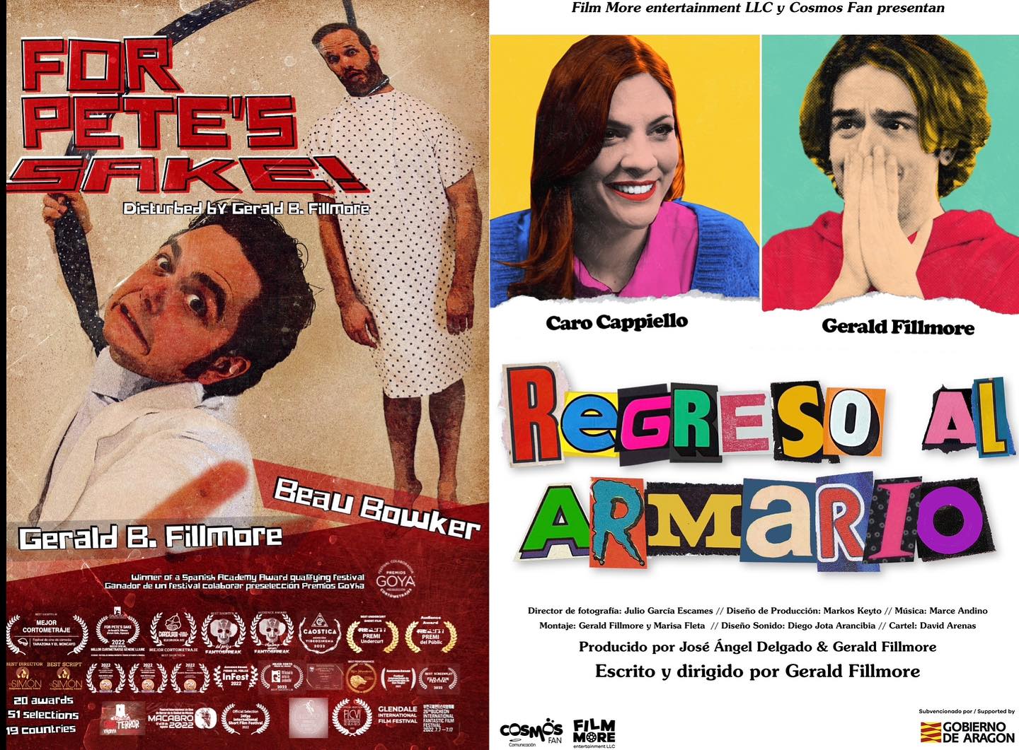 Tonight at 8.30pm I’ll be at Santa Monica presenting our last two shorts @forpetessakeshortfilm & @regresoalarmario at the @briskfestival Special screening + Q&A at the @morganwixsontheatre
TICKETS AT https://tickets.briskfestival.com/tickets/workshop-stage-to-the-screen-268454#buy
@forpetessakeshortfilm
Starring @geraldbfillmore @beaubowker
Written, Directed and Produced by @geraldbfillmore
Executive Producers @beaubowker @juliogares Associate Producer @carlasocal
Director of Photography #JulioGarciaEscames
Edited by #geraldbfillmore
Music by @jesuscalderonmusic
Assistant Director @juniore25
First Assistant Camera @devin_redmond
Gaffer @okimedia
On-Set Sound Mixer
Dillon Kane @old_king_kane
Sound Design @soundbydja
Make up and Hair @makeupreadytogo
Visual Effects @german_the_spanish
Title Design @bea.cabrera
Produced by FILM MORE Entertainment
@regresoalarmario
Una producción de Film More Entertainment LLC & @cosmosfan_com
Con @geraldbfillmore @carocappiello
Música @soymarceandino
Director de Fotografía @juliogares
Diseño de Producción @markoskeyto
Escrito y Dirigido por Gerald Fillmore
Producido por @josefluzo y Gerald Fillmore
Producción Ejecutiva: Gerald Fillmore, José Ángel Delgado, Julio García Escames, Caro Cappiello
Ayudante de dirección @christianrodrigomuro
Ayudante de producción @lauracandelaactriz
Directora de Arte @nat_v_3122
Artista Localización Sean Roach
Vestuario Leonardo Santos
Maquillaje, peluquería y estilismo @natibuja
Ayudanmara/foquista @kellengibbs
Jefe de eléctricos @shulgachy
Jefa de maquinistas @_taylorbalfour
Sonido Directo @old_king_kane
Producción Cosmos @max_la_ratonera
@clara.valles.s David Arenas
Coordinación postproducción
Mirella R. Abrisqueta, Pablo Urcola
Montaje: Gerald Fillmore & @sarimafleta_viajera
Etalonaje: Julio García Escames
Créditos @pizzasquad
Diseño de Sonido @_diegoarancibia
"Aquí dejo mi disfraz"
Letra: Marce Andino / Julieta Marcolla
Postproducción: Sintregua Comunicación
Film More Entertainment LLC
Mezcla de Sonido: Harbor Picture Company
Ingeniero de Mezcla: @soundbydja
Distribución @selectedfilmsdistribution