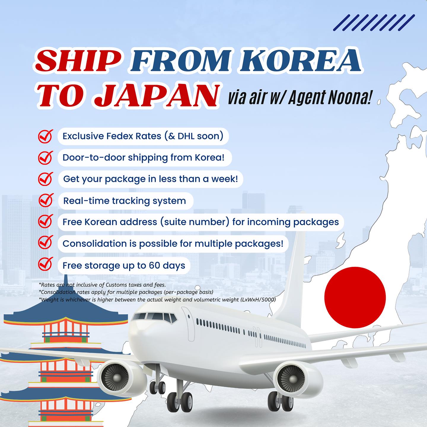 🌟New Update 🌏 Agent Noona now ships to Japan and Bolivia! 🇯🇵🇧🇴
SHOP your favorite merch straight from Korea and USE Agent Noona’s address during checkout! We consolidate your orders and ship them in one box to reduce shipping costs 📦✨
Link to our shipping calculator is in bio! 🚀 #forwardingservice #agentnoona #kpopgo #koreatojapan #koreatoBolivia