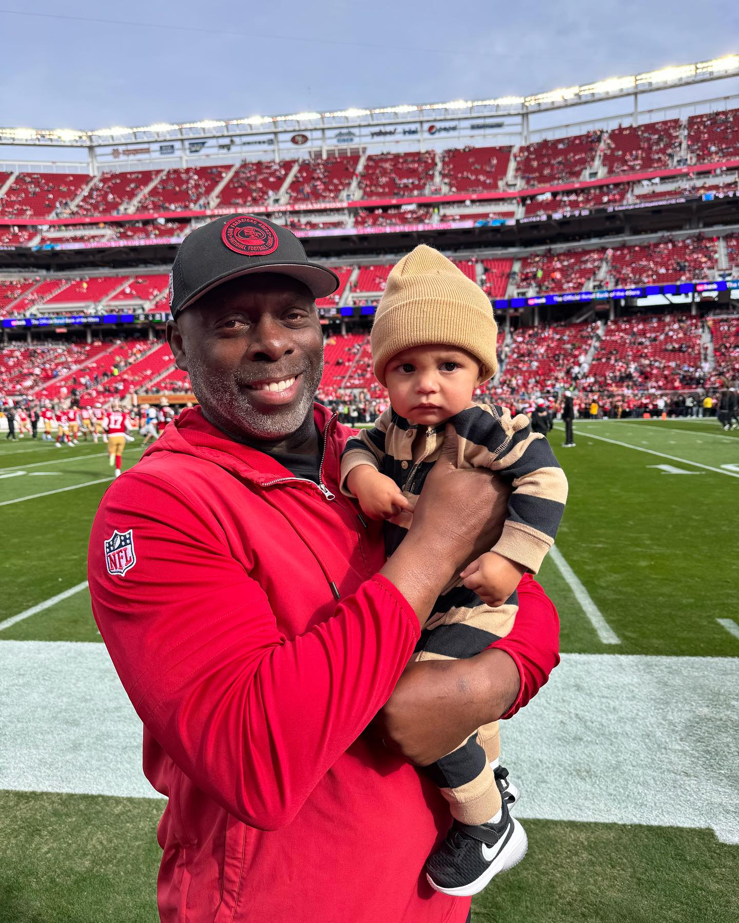 Celebrating Victory Monday with this cute Grandkid, he's sporting a serious game day face😉 Soaking up all the family time we can this holiday season!