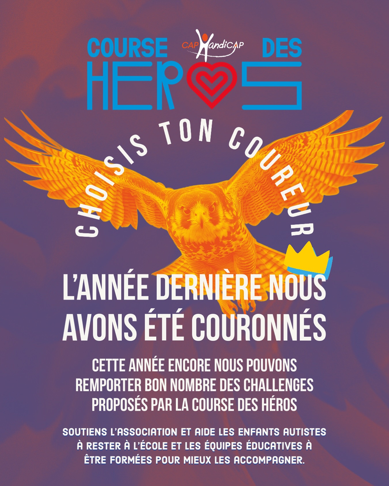 Plus que quelques jours pour nous soutenir. #caphandicap #coursedesheros #autisme #competition