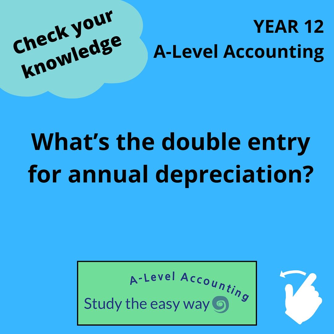 Depreciation can be confusing. The names of the accounts in the double entry are similar, so it’s easy to get in a muddle. Once you’ve posted the double entry, can you explain how the financial statements are affected? If you need help with this, or any other A-Level Accounting topic, please visit our website www.studytheeasyway.com #alevelaccounting #alevelparents #alevels2024 #alevels2025 #alevels