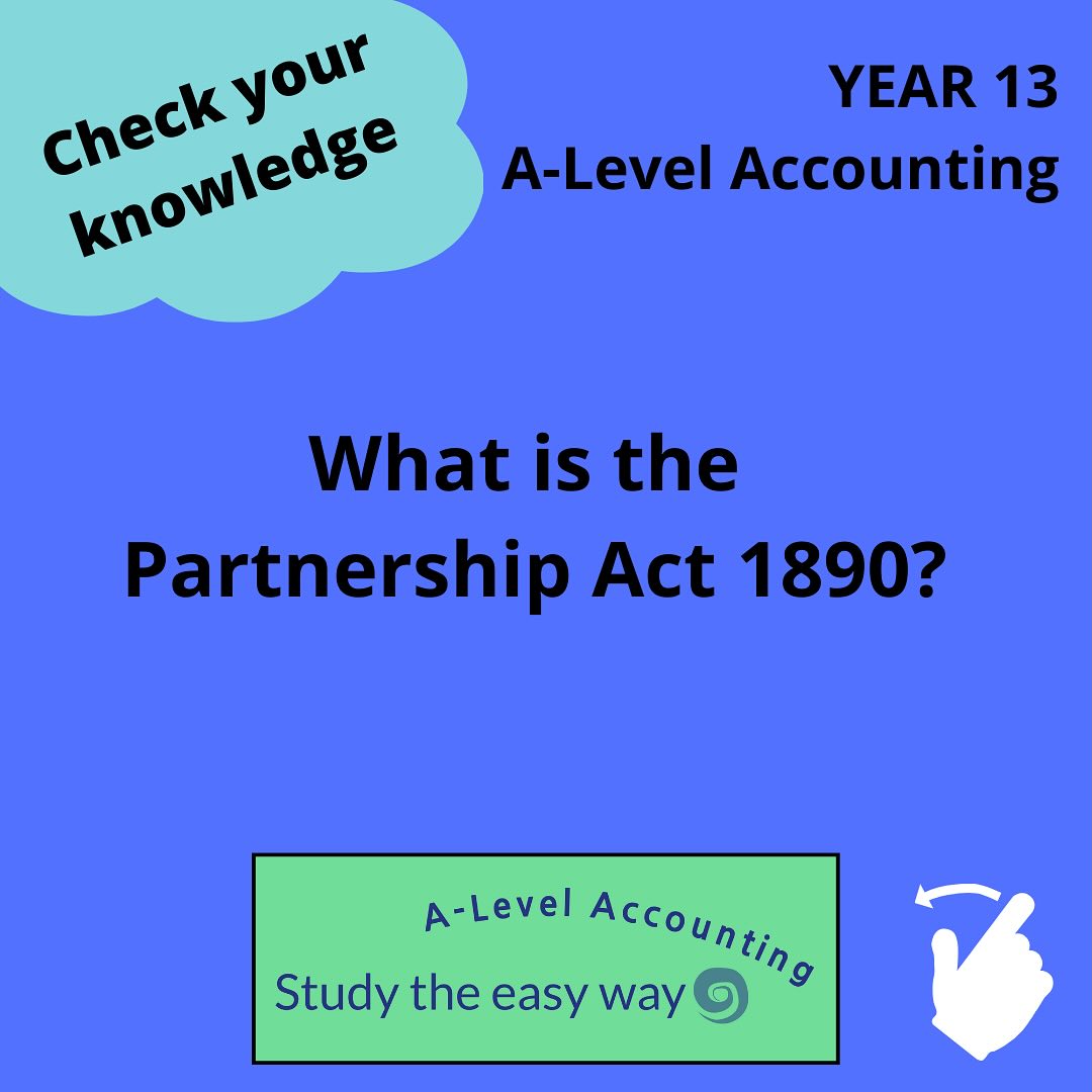 Are you studying Partnerships? Why not use this quick question to test your knowledge of the Partnership Act 1890? Many of our quick questions are also on You Tube, where a little more detail is provided so you might like to check these out #aqaaccounting #alevelaccounting #alevels2024 #alevels2025 #alevelrevision