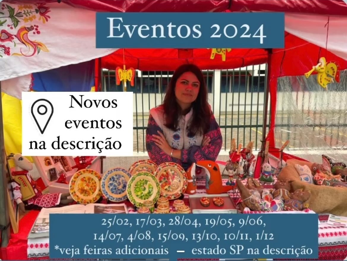 Convidamos vocês visitar nós na feira leste europeia! Conhecer a cultura, achar artesanatos únicos e passer com amigos na feira e no Parque Ecológico da Vila Prudente!
10:00 - 17:00 aos domingos:
➡️1 de Dezembro 📍rua Aracati Mirim, SP
#feiraseeventos #bazares #eventossp #sponline #feiracultural #lesteeuropeu #ucrânia #ucrania🇺🇦 #ucranianos #decendents #artesanatosucranianos #artesanatosp
