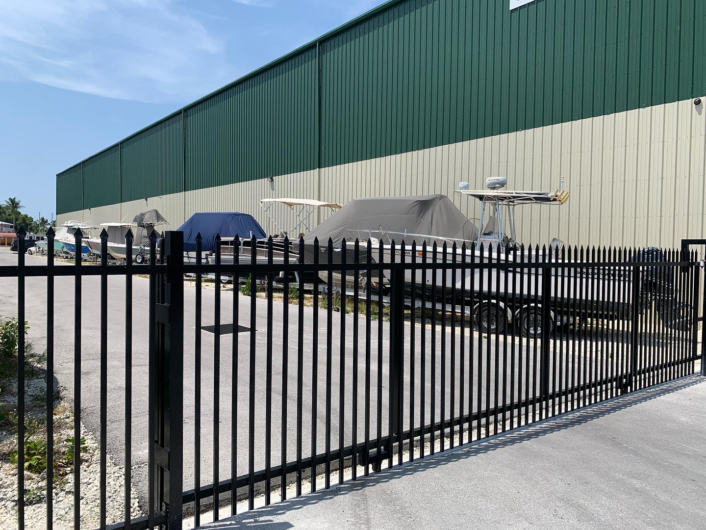 Aluminum security fence for Marina/Boat storage in Marathon. 6’ high powder coated black. #aluminumfence #marina #knowafenceguy @knowafenceco