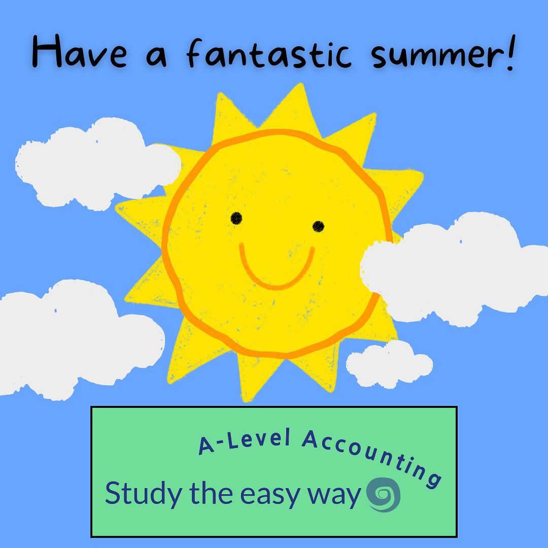 As schools and colleges finish term, we wish you all happy summer holidays! Whatever you do: a holiday, a job, or just some down-time, relax and enjoy! For those of you starting your A-Levels in September, or who are just finishing Year 12, if you want to do some studying over the summer, we’re here to help you with your A-Level Accounting. Why not check out our Academic Year subscription plan? It’s great value! Find us at www.studytheeasyway.com #alevelaccounting #alevels #alevels2025 #alevels2026 #alevelrevision #accountingstudent #aqaaccounting