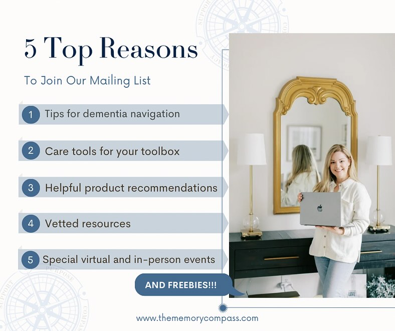 If you are a subscriber to my mailing list and would like to continue to receive my newsletters please take a few minutes to head to my link in bio and resubscribe so that fun updates and resources continue to show up in your inbox.
I recently made the mistake of deleting several subscribers of my list and unfortunately am not able to resubscribe on my end.
I’ve included my top 5 reasons (and more) why you may want to join my mailing list. In a nutshell, I am an SLP turned dementia navigation coach & consultant. I provide helpful dementia care tools for families, care partners, and healthcare professionals.
If you have already taken a minute to resubscribe - thank you! If you are new to my page - I am so happy you are here! 🧭❤️
#dementiaawareness #alzheimersawareness #lewybodydementia #vasculardementia #frontotemporaldementia #parkinsonsdisease #seniorliving #memorycare #familycaregiversupport #medslp #privatepracticeslp #neuroslp #slpsofinstagram