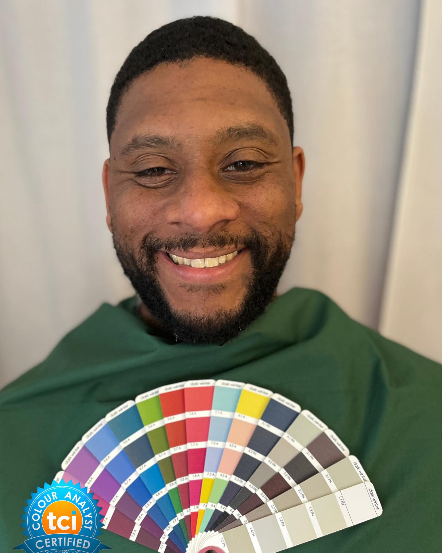 One of my sweet clients brought her hubs in - we all had a blast! It is such a privilege to meet the important people in my clients’ lives. This is Dex. He’s a guy that loves to wear color and now he knows which ones are BEST! Best for complexion, strength, and feeling amazing. 👌🏽