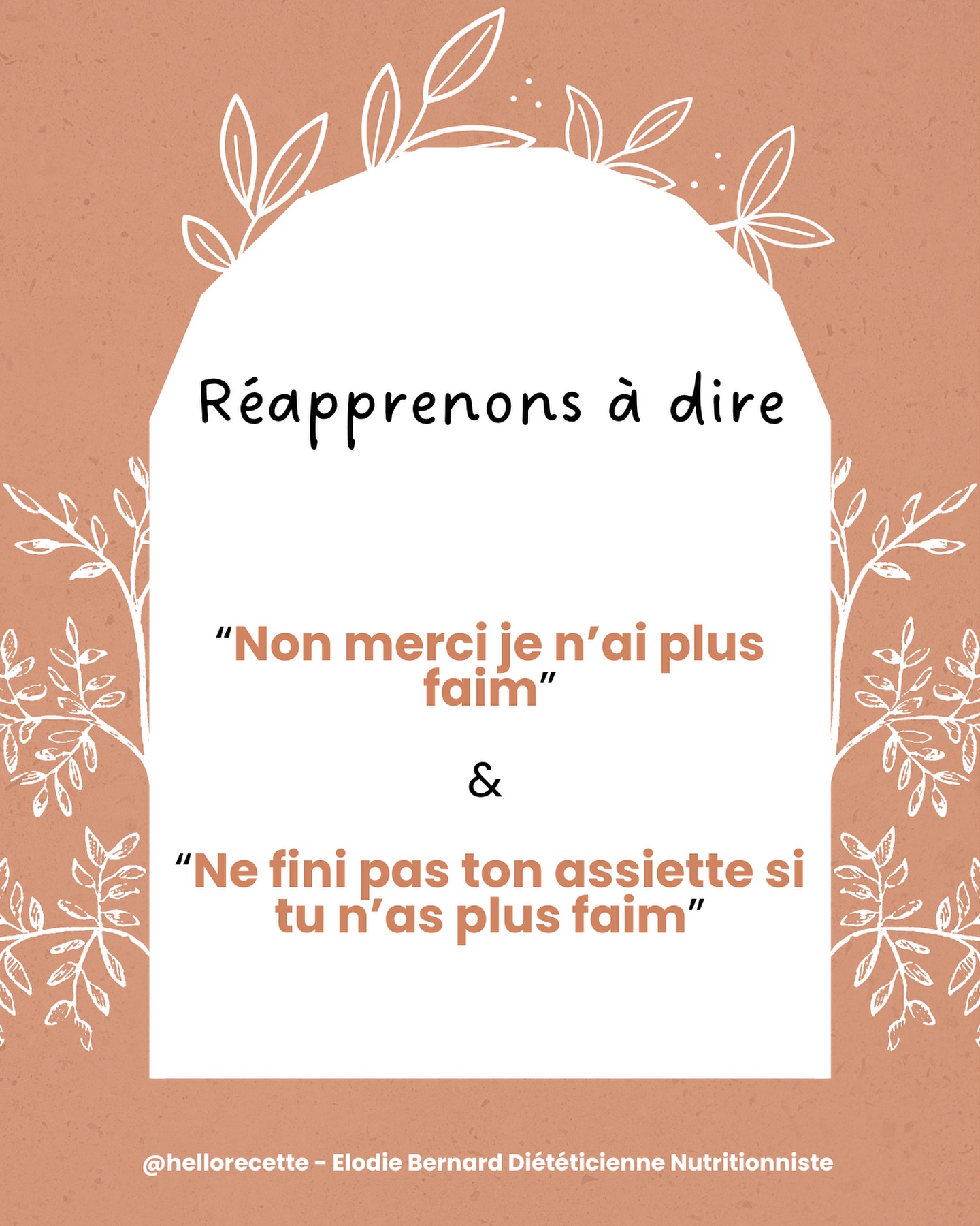 Respecter ces besoins
« si tu ne finis pas ton assiette pas de dessert »
Cette phrase beaucoup entendue à parfois laisser des marques et couper le fait d’écouter et d’honorer ces sensations alimentaires et notamment le rassasiement et l’arrêt de prise alimentaire.
Alors autorisons non à ne pas nous resservir si ont nous le demande lors des repas sociaux.
C’est ok et ce n’est pas un singe de manque de respect ou de non politesse.
Personne n’a à juger tes choix alimentaires et tes besoins tant que cela n’a pas été sollicité
•
🌾 Elodie Bernard Diététicienne Nutritionniste
✨ Consultation à Angers, Jallais et à distance
🌙 17 rue de Chantilly 49000 Angers
🍋 elodieb.diet@gmail.com
🌻 hellorecettediet.fr
☀️prise rdv Doctolib
•
#compulsion #tca #sensationsalimentaires #dietetique #nutrition #poids #dieteticienne #troublesalimentaires #alimentation