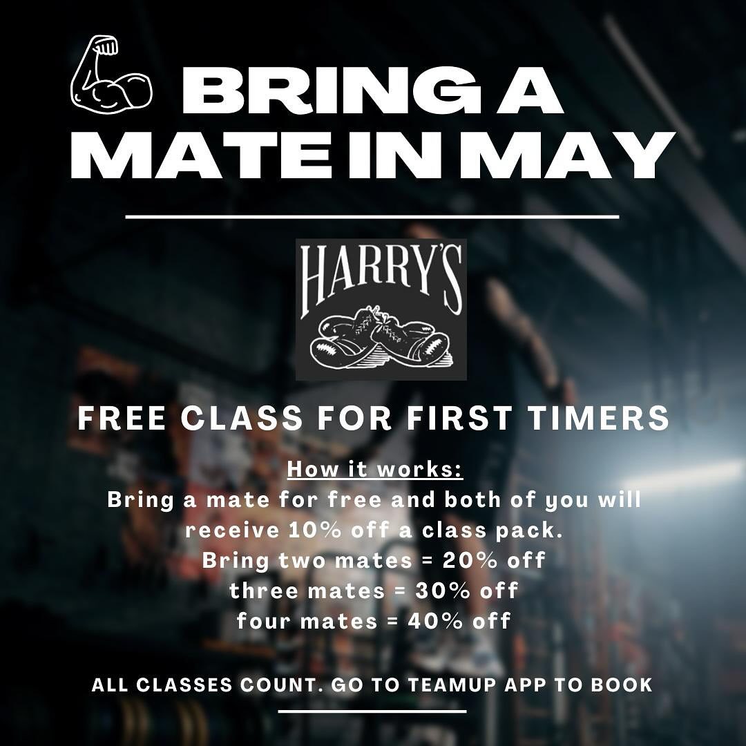 A new month means a new offer and in May we’re giving all of our members the chance to bring a friend to Harry’s for free. Even better, if they sign up for a class pack you both get money off. So tag your mates and we’ll see you in the gym. The more mates you bring, the bigger the discount!
#boxing #boxingclub #gym #fitness #offer #berkhamsted #berkhamstedboxing #berkhamstedlife
#harrys #harrysboxing