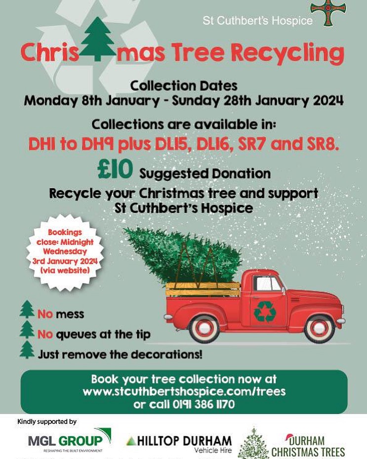 🎄We are now closed for 2023🎄
🤗 We would like to thank both old & new customers for supporting our small family business, it has been lovely to see so many familiar faces.
♻️ We are proud to be working in partnership with @stcuthbertshospice who can take the hassle out of disposing of your tree whilst raising money for an amazing local charity. Visit the website for further details www.stcutherbertshospice.com
🎅🏻 Wishing everyone a Merry Christmas and a Happy New Year from us all at Durham Christmas Trees!