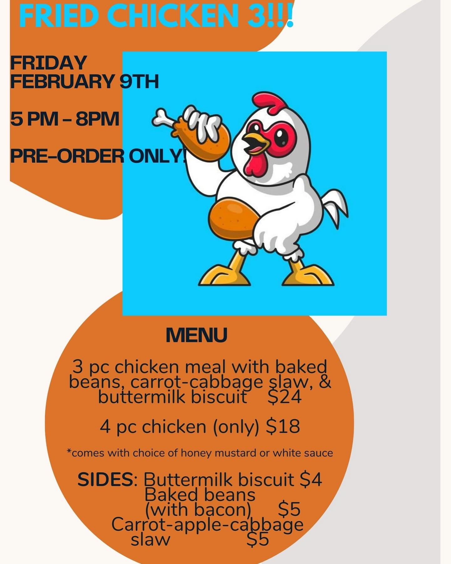 Friday coming up! We’re doing our third Fryday fried chicken Feb 9th. Pre orders only! Call us (510)842-9308 to place your order! #oakland #popup #friedchicken