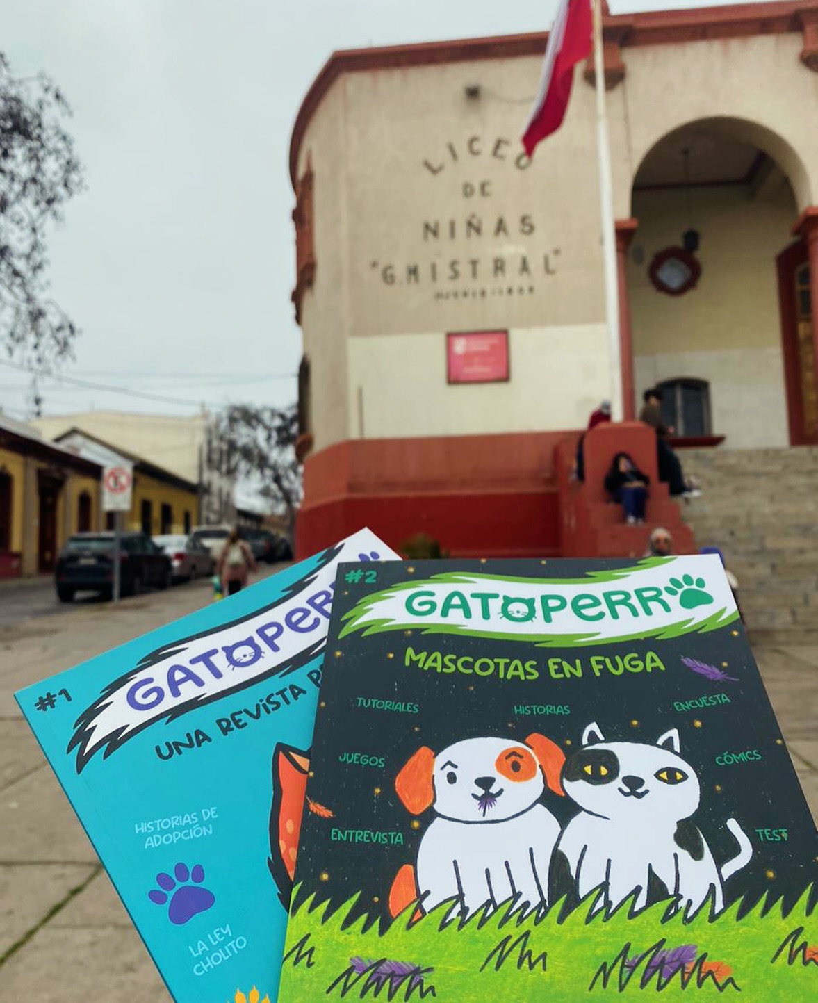 GATOPERRO se fue a La Serena 🐶😸
Nuestra Marian Lutzky fue invitada a un Diálogo en Movimiento del Liceo de niñas Gabriela Mistral de La Serena, con su libro “Las niñas traviesas” de @cocorocoq . Aprovechó de llevar algunas revistas GATOPERRO de regalo, abriendo camino para que algún día podamos recoger los textos y dibujos de las niñas y niños del norte. Sería hermoso!! 🤩
@liceogabrielamistral #revista #mascotas #infantil
