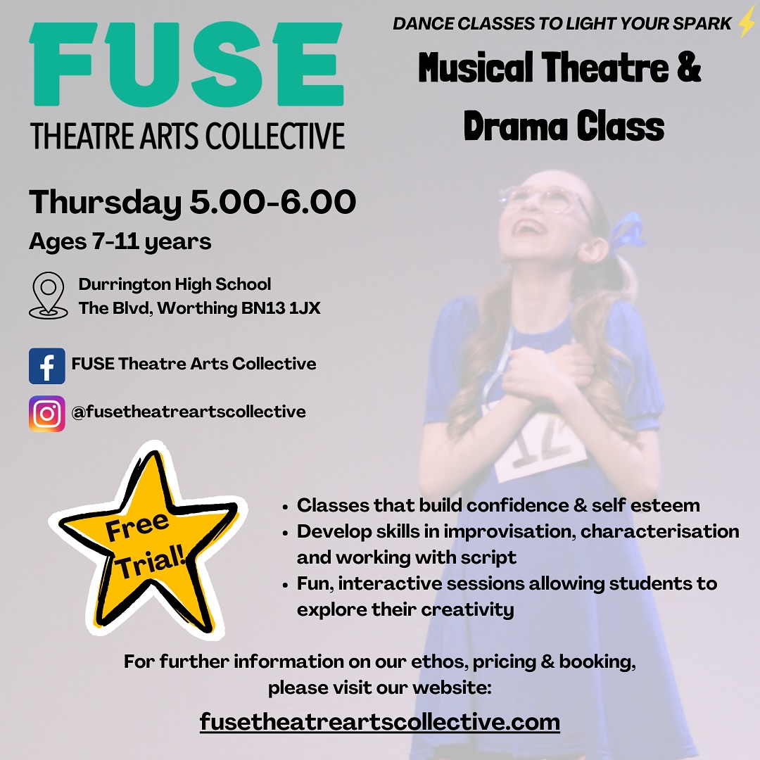 🌟FUSE Juniors: Musical Theatre & Drama Class🌟THURSDAY 12TH SEPTEMBER🌟
🚨FREE TRIAL LESSON🚨 Book now via our website or email us for more details 💚
💻www.fusetheatreartscollective.com
📧info@fusetheatreartscollective.com
📷@scarlettcookphotography
#fusetheatreartscollective #fuse #theatre #arts #dance #performingarts #drama #musicaltheatre #workshops #festivals #competitions #exams #worthing #westsussex