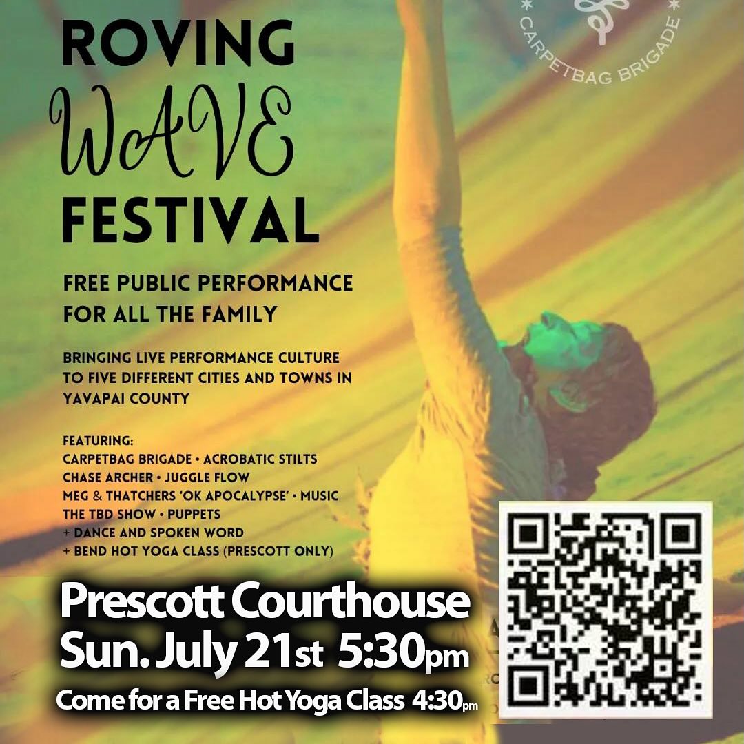 Thatcher and I invite you to the Roving Wave Festival 5:30 this Sunday on the Prescott Courthouse Square. Among the myriad of fine performances, you will find our ‘OK Apocalypse Project’. We have created a Mytho-Poetic Illustrated Musical about Why the World Doesn’t End 🌱 See you there ♥️♥️♥️