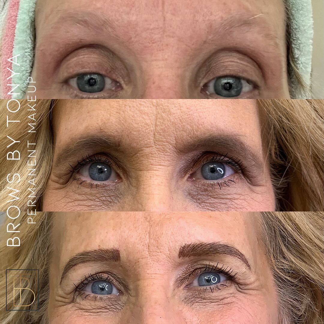 This lovely wanted a natural brow… not too dark. In truth, she really wanted to match the same color as her brow powder. After mapping her brows, she’s says, “I THINK I LIKE THE DARK BROW!!!” Welllll honey, me two! And her daughter, me three! Can we all give two hand claps and a snap to a darker brow.
Pictures
Top: Natural brow
Middle: Brow with traditional makeup
Bottom: Permanent makeup brow
Fun fact: She gave me permission to use her pictures, buttttttt with absolute confidence says to me, “You can take my picture from the nose down.” Me:🤯🤔🦗🦗 The three of us girls bust out laughing. After gut-busting laughter and analyzing her statement, our conversation went downhill from there. Fun times!! #pmulife #tattooeyebrows
#microblading #microshading #nanostrokes #pmuartist #hendersonvilletn #nashvilletn #nashvillebeautybloggers #hendersonvilletnrealtors #sumnercounty #franklinky #kentucky #37075 #615lifestyle #615tattooartist #tennessee