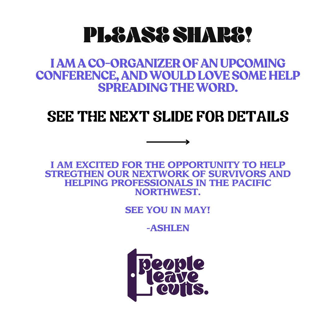 Have you Ever Been A Part of a Cult, High-Control Group, or Relationship?
You are not alone.
Help me spread the word about our One-Day Conference on May 11th, 2024 in Portland, Oregon for Education, Healing, and Community:
Not Alone: a Conference for Survivors and Helping Professionals
Hear from helping professionals and connect with other survivors. Together we can overcome the trauma of cults and high-control groups or relationships.
This event is sponsored by the Spiritual Abuse Forum for Education, which is a regular meetup in Portland, Oregon for those who have left or are considering leaving high-demand religious groups, and for those with friends and loved ones who are members of such groups.
People Leave Cults is a co-sponsor!
I have been a volunteer co-organizer of SAFE for four years, and this will be our second SAFE sponsored conference in Portland. Our first event was in 2019, and we had over 70 attendees! Our goal this year is 100 attendees!
For more information, visit
https://www.safeportland.org/safe-conference
(Or see link in bio)
.
.
.
#traumarecovery #religioustrauma #religiousabuse #control #manipulators #religion #cultexpert #psychology #cultrecovery #cultsurvivors #cult #cultspecialist #igotout #narcissisticabuseawareness #narcissist #peopleleavecults #coercivecontrol #coercionisnotconsent #neurodiversity #lgbtq #howtoleaveacult #borninacult #notaloneconferencepdx
