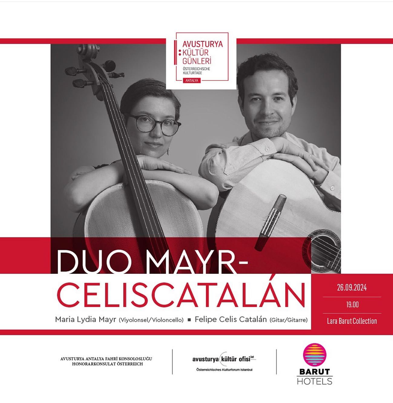 This week we will be in Istanbul and Antalya! If you are around, come and enjoy the romanticism of cello and guitar through great composers!
Diese Woche werden wir in Istanbul und Antalya sein! Wenn du in der Nähe bist, komm und genieß die Romantische Musik von Cello und Gitarre durch große Komponisten!