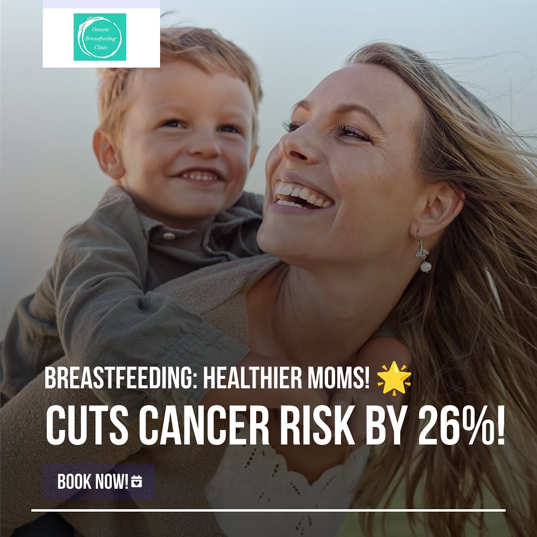 Breastfeeding can cut the risk of breast cancer by 26% for moms. Benefit from reduced health risks and faster postpartum recovery with support from the Ontario Breastfeeding Clinic. Visit ontariobreastfeedingclinic.ca today! 💖👶