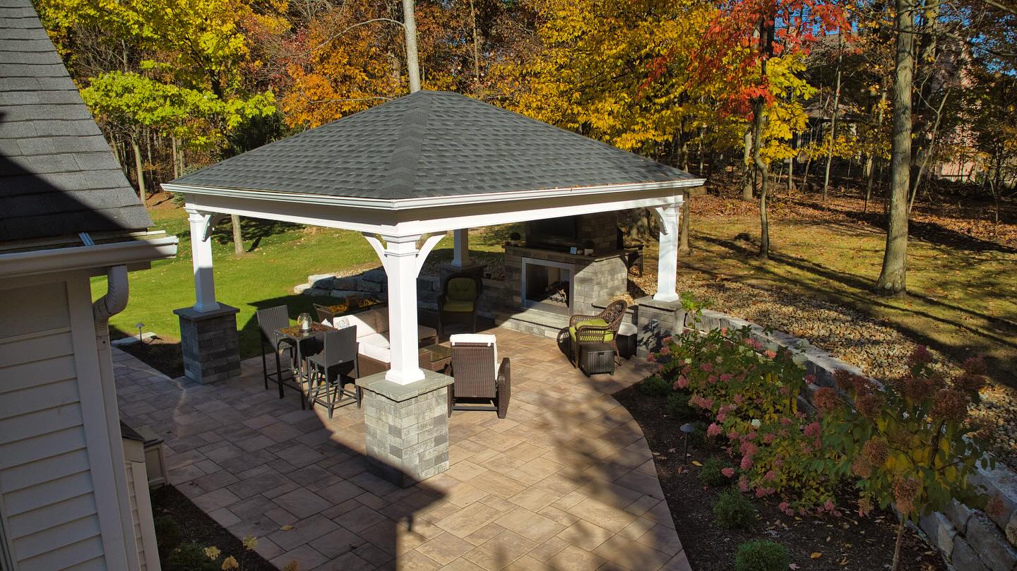 We got you covered with our pre-designed pavilions! We have many options to choose from to accent your
dream landscape! #landscapecarpentry #outdoorpavilion #paverpatio #dreambackyard