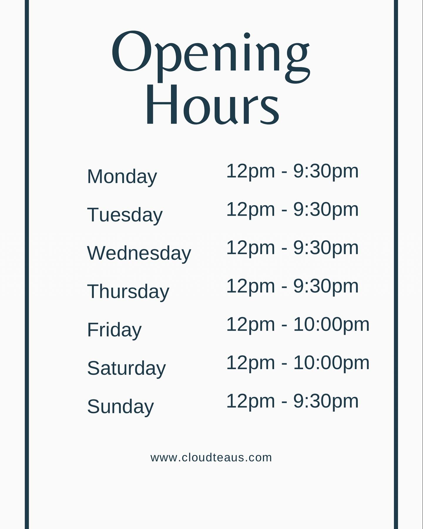 Official summer opening hours are in effect April 1st! Come and have a boba with us 😋