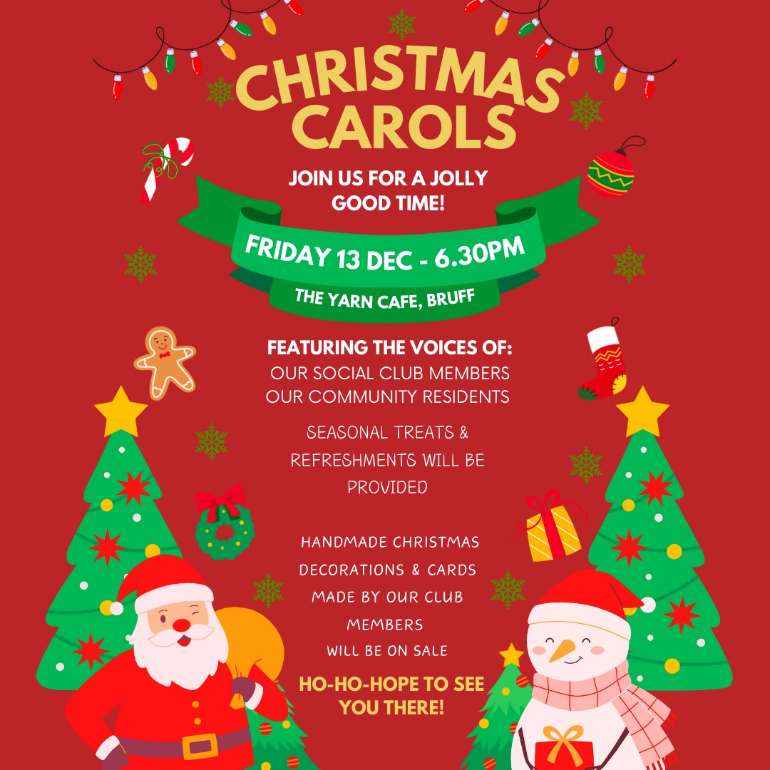You are duly invited to our Carols night on Friday 13th December at 6.30pm here at @theyarncafebruff . Please make an evening of it and bring the whole family along!
The Yarn Social Day Club members at CareBright have been working very hard making Christmas decorations and cards which will be up for sale for a nominal fee and we will be serving tea and freshly baked treats.
It promises to be great night with plenty Christmas cheer, and a visit from a very special VIP We hope to see you there
#DementiaCommunity #irish #CareBright #DementiaActivities #Dementia #DementiaAwareness #DementiaInclusive #Limerick #Bruff #DementiaCareGiver #Alzheimers #Christmas #ChristmasCarols