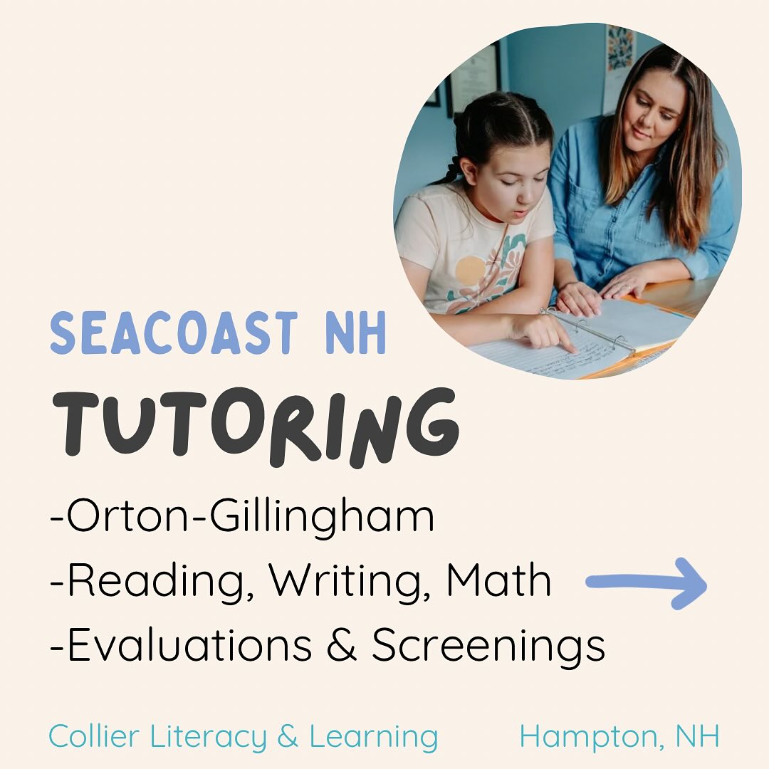 At Collier Literacy & Learning, we specialize in evaluating and treating children with dyslexia and language-based learning differences from kindergarten through high school.
We love creating a fun and engaging learning environment that helps children strengthen their skills and grow their confidence. We do this by providing individualized support that builds on strengths and meets each child’s unique needs.
Our educators are certified teachers with advanced training in specialized instruction designed for students with learning differences.
Ready to learn more about our services?
▫️Book a free consultation at collierliteracy.com
▫️Email us at info@collierliteracy.com
▫️Give us a call at 978-225-3327