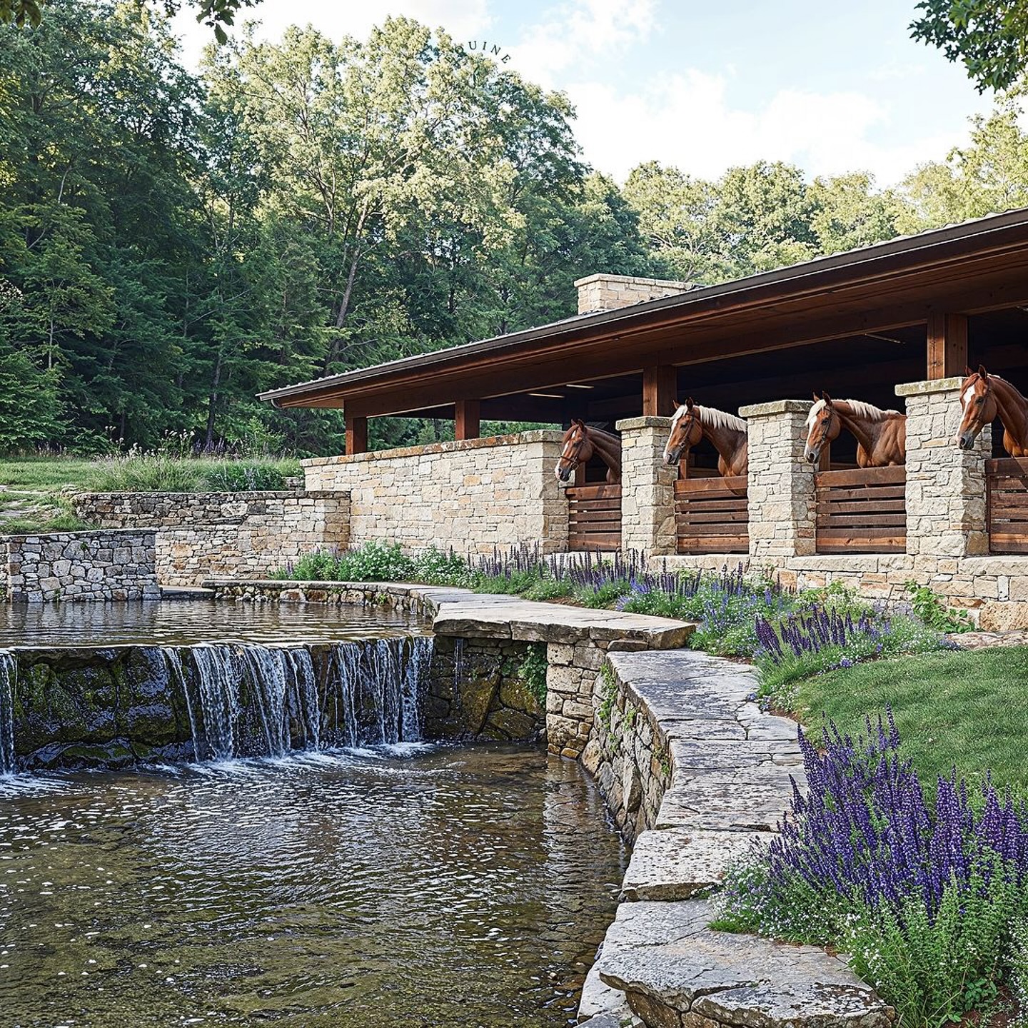 If only Frank Lloyd Wright could experience his architectural Influence at this horse stable!
I truly believe this would bring so much peace and wellbeing to the horses and equestrians. A spiritual place, like much of his architecture is!
・・・
Organic Stable Design | What if Fallingwater was designed as a horse stable?
I hope this set of drawings answers the question. And it works so well! Teak wood, flagstones, flowing water, some Japanese inspired architectural elements and horses- it’s a home run.
My inspiration for this post is a beloved client who is no longer with us and my own childhood memories spent at another magical Frank Lloyd Wright property.
**THESE IMAGES ARE AI**
**We are currently seeking coyrights on all material so while pending consider them copyrighted to Equine
Residences TM**.
#Repost @equine_residences
.
.
.
.
.
#digitalart #generativeart #midjourneyarchitecture
#midjourneyarchitect #designmilk #oldmoneyaesthetic
#aigeneratedimages #aigeneratedart #archdaily
#trending #equestriandesign
#equestrianstyle #equestrian #equinedesign
#equestrianlifestyle #equestrianhome
#equestrianluxury #tackroomgoals
#fallingwater #equinearchitecture
#equestriandecor #luxuryequestrian #franklloydwright #horsebarns #pferd #cheval #cavallo #caballo #paard