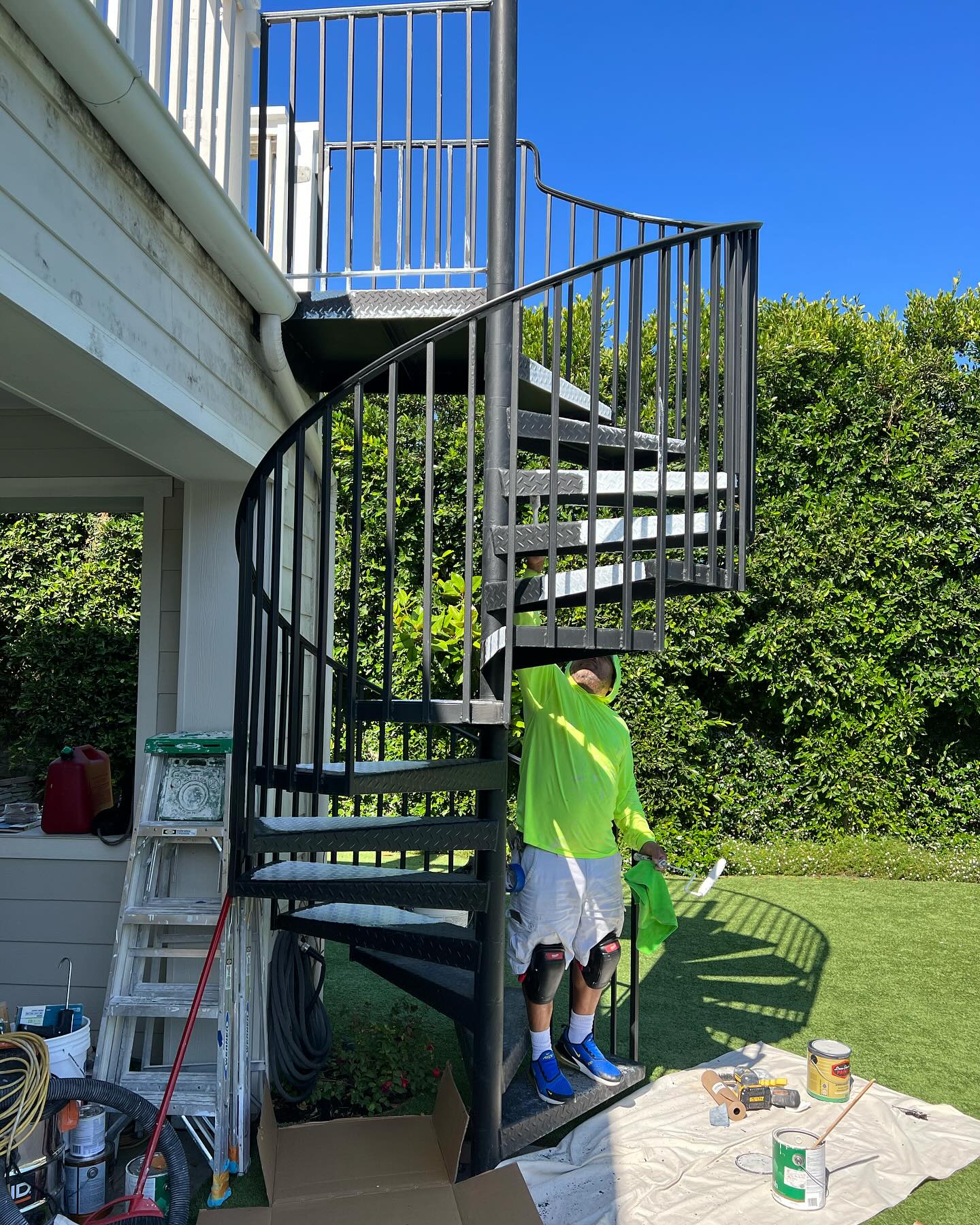 Painting a spiral staircase