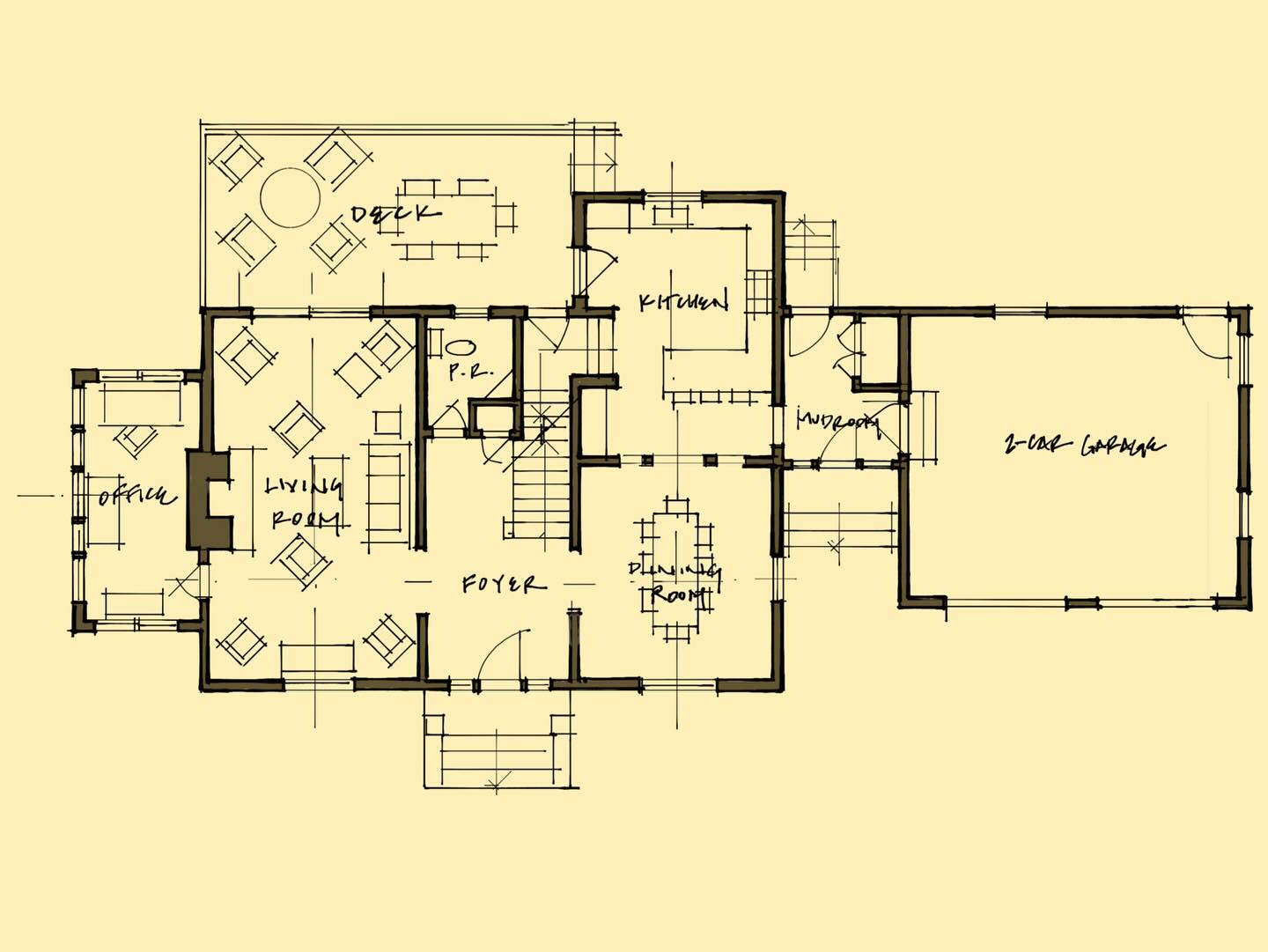 House #1. A floor plan based on a 1920s Sears house updated for modern living. #searskithouse #architecture #sketch #floorplan #floorplansofinstagram