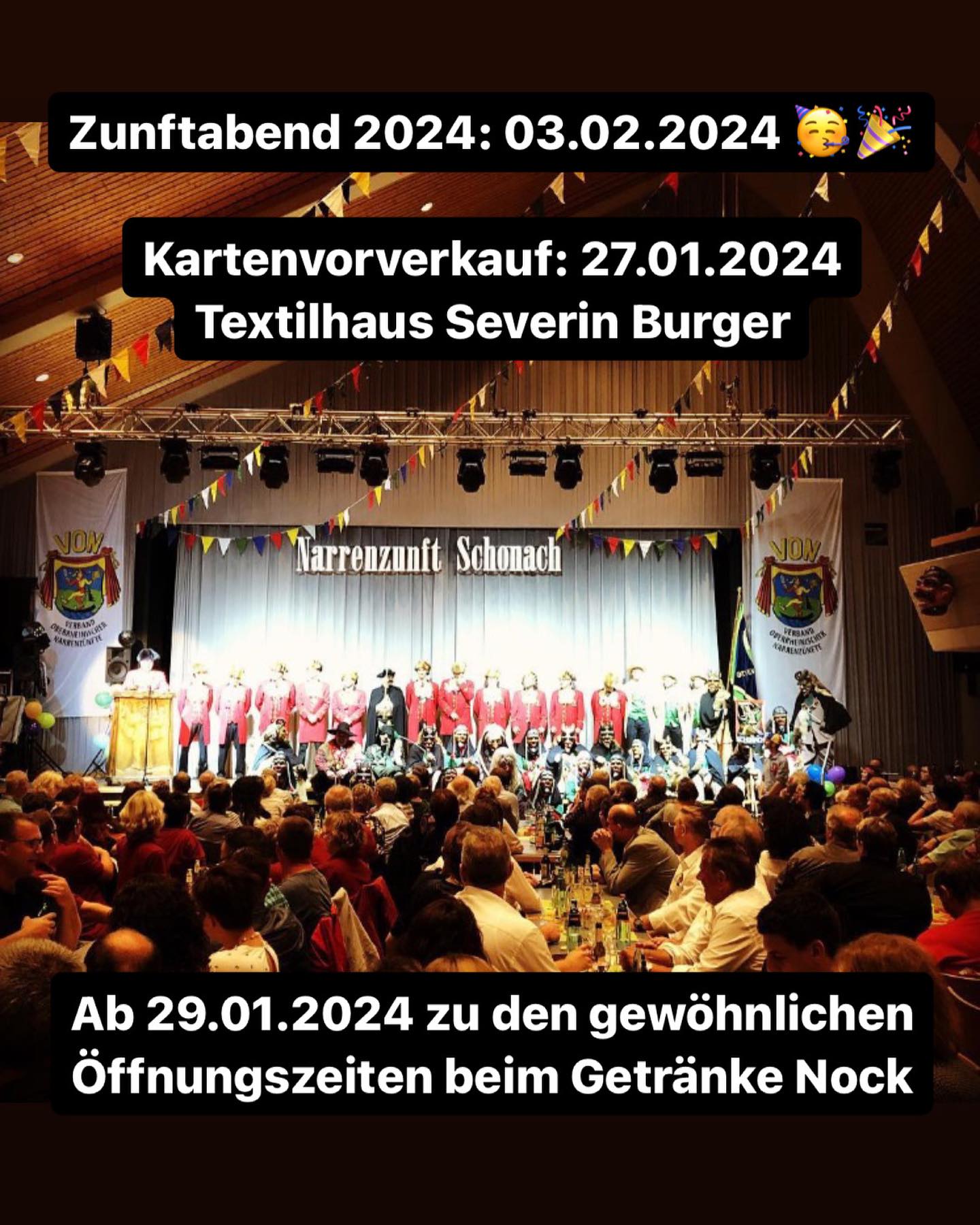Es geht wieder los, nach dem Narrentreffen des 150 Jahre Batzenwecken Jubiläums findet das nächste Großereignis der Narrenzunft in Schonach statt. 🥳 Wir laden euch zum Zunftabend am 03.02.2024 ein.
REMINDER:
Zur Erinnerung findet heute der Kartenvorverkauf im Textilhaus Severin Burger statt. Anschließend sind die Karten ab Montag 29.01.2024 zu den gewöhnlichen Öffnungszeiten beim Getränke Nock in Schonach erhältlich. 🥳🎭🎉
#nzschonach #geißenmagd #geißenmeckerer #schonach #batzewecke #esgohtdegege #fasnet #fasnet2024 #2024 #verbandoberrheinischernarrenzünfte #narrenzunft #narrinarro #brauchtum #carnival #party #fun #people #tradition #blackforest #love #schwarzwald #nature #history #bepartofit #germany #mask #wood #winter #culture