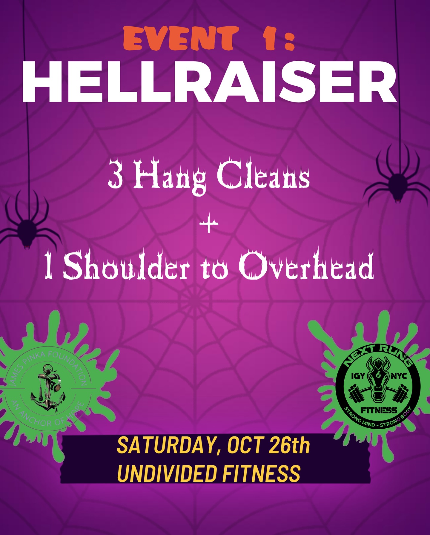 🎃Halloween Havoc 2🎃
All events in one place. Registration is live on conquest events or via the link in our bio (Next Rung Throwdowns Tan) October 26th we handle business for the @james.pinka.foundation and @next_rung !!!
#crossfit #crossfitcompetition #charitycompetition #recovery #mentalhealth #firefighter #mentalhealthawareness #firefighterfitness #crossfitcommunity
