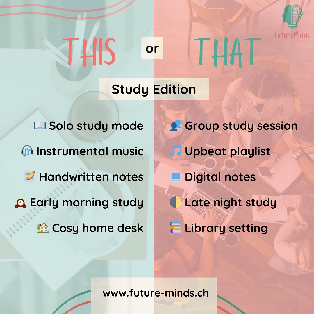 Welcher Lernstil passt zu dir? 🎓 Unsere Nachhilfelehrer passen jede Unterrichtsstunde individuell an DICH und deine Bedürfnisse an. Buche eine kostenlose Probestunde unter www.future-minds.ch
——————————————————————————————
Which study style are you? 🎓Our tutors personalise each lesson to fit YOU and your preferences. Book a free trial lesson at www.future-minds.ch
.
.
.
.
.
.
.
#tutoring#switzerland#schweiz#education#lessons#business#motivation#tutors#onlinetutoring#school#tutoringservices#math#teacher#onlinelearning#privatetutoring#study#studygram#student#thisorthat#zürisee