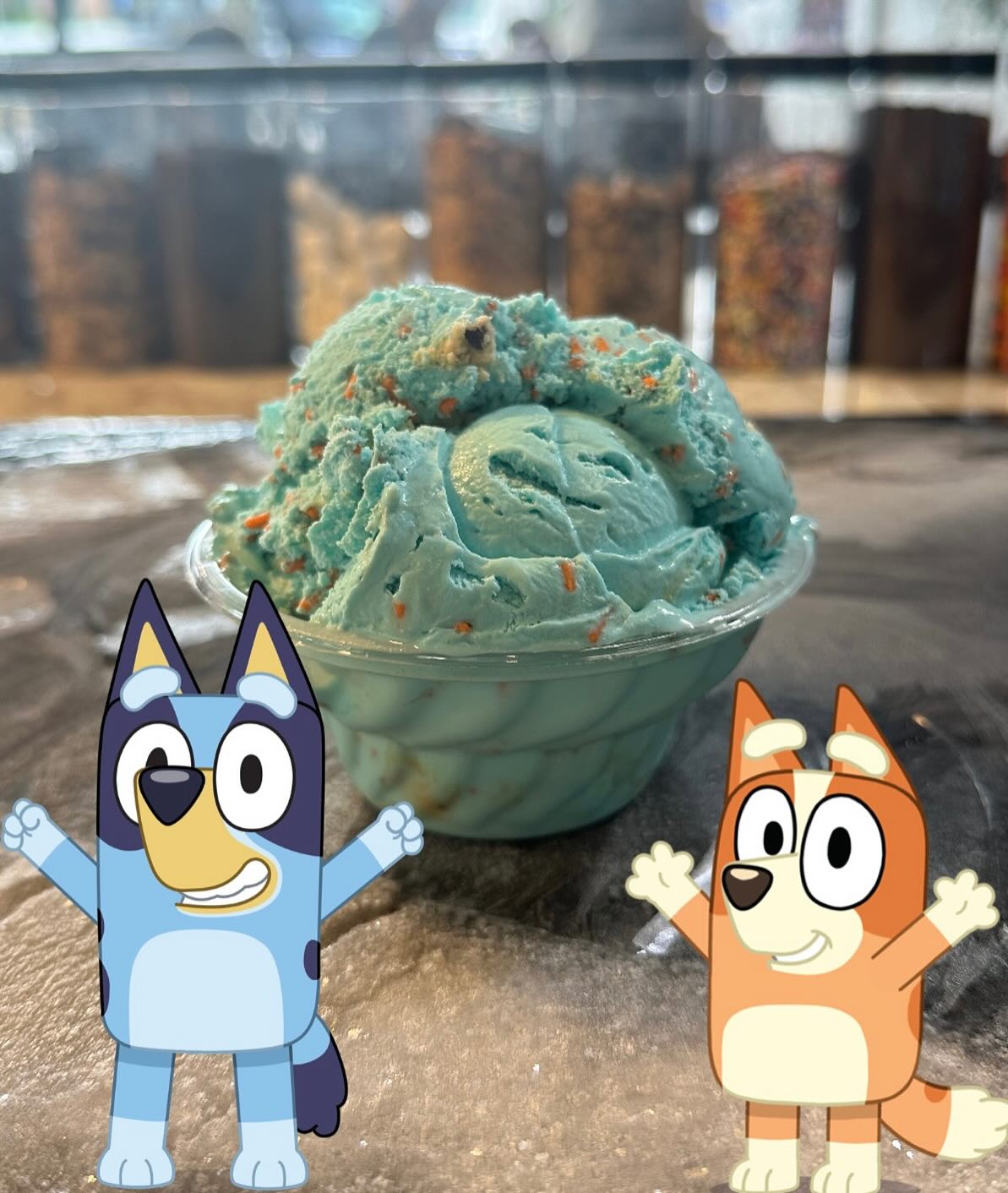 For real life?! We’re excited to announce, in partnership with @mayopac and @lemorristown , our new Bluey Bingo Blast ice cream! Made with cookie dough pieces and orange sprinkles in a blue cotton candy base, it’s the perfect complement to this weekend’s @mayopac production of Bluey’s Big Play and @lemorristown Bluey Party! We’ve only made enough for this weekend, so make sure to get it while it lasts (you know it’s gotta be done 🍨)