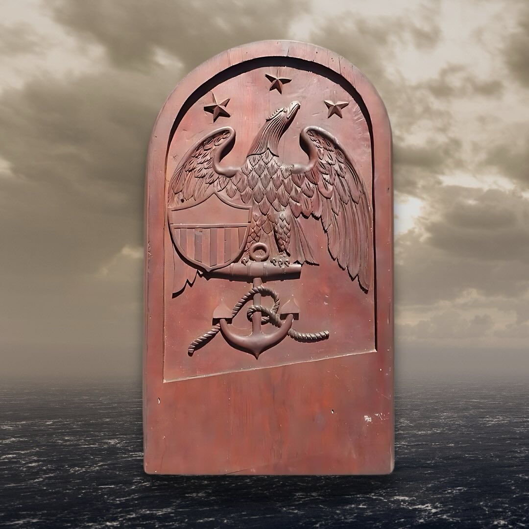 If you’ve ever pondered the history and stories behind an object, this US Navy gangway board from an unidentified ship in the mid-19th century is sure to spark your curiosity. Adorned with a majestic spread-wing American eagle clutching a shield beneath three stars, and perched on a foul anchor, this intricate design conveys themes of strength, freedom, and patriotism. Each element symbolizes profound meanings: the eagle epitomizes courage and liberty, the shield and stars signify unity, honor, and protection, while the foul anchor represents stability, security, and the deep-rooted naval legacy of the United States.
When you contemplate this historical object, it evokes a connection to the past, honoring the Navy’s traditions and enduring values that have influenced the nation for generations. It stands as a tangible bridge to the past, commemorating the sacrifices and victories that have shaped the country’s path. Beyond being a mere artifact, this gangway board embodies the principles and ambitions that have steered the United States through its remarkable transformation.
#memorialdayweekend #usnavy #folkart #americana #antiques #patriotic #eagle #americaneagle #ships #historical #carving #woodcarving #gallery76americana