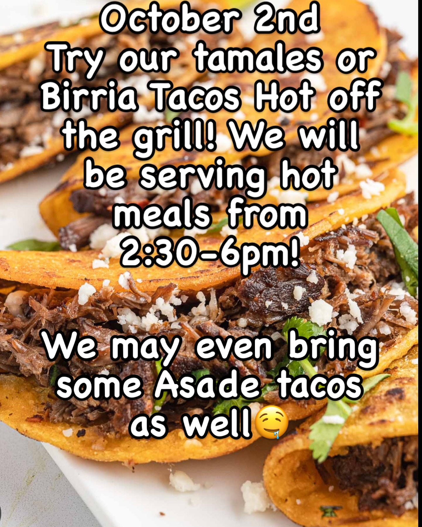 Come find us at the Special Bonus @donnellyfarmersmarket October 2nd! You can load up on tamales for the freezer and get them as an early dinner hot with all the fixings including Spanish rice! We will have Delicious taco options as well!