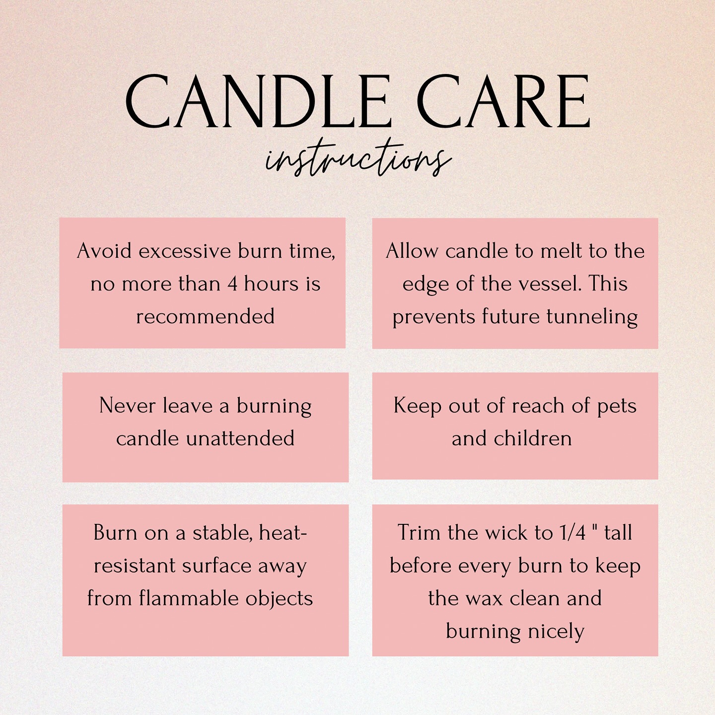 Some helpful tips for your favorite Más Vida candles 🕯️ 🤗