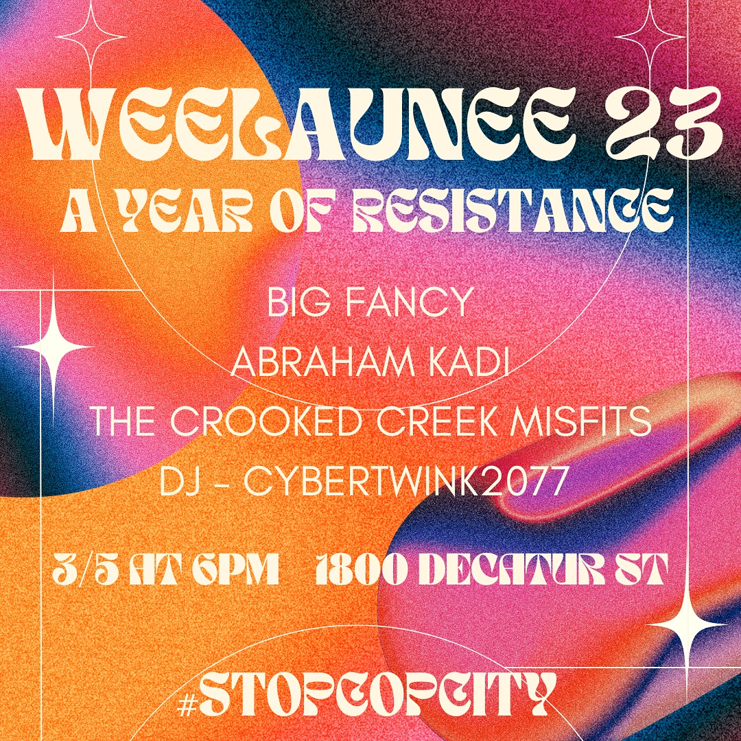 Join us in fundraising for Amin Chaoui, one of the Weelaunee 33 on the anniversary of their arrest.
Featuring Music From:
@bigfancymusic
@abraham.kadi
@thecrookedcreekmisfits
@cybertwink2077
Cop city is a 90 million dollar training center being built in the South River Forest outside of Atlanta. The facility’s proposed location is the Old Atlanta Prison Farm, found to be the site of past atrocities committed by the prison system.#StopCopCity is a movement whose mission is to stop the center from being built, and prevent the environmental devastation to the area which is surrounded by predominantly black & low income neighborhoods.
Tuesday March 5th
⏳Doors 6pm, 6:30 Teach-In, 7pm Show
🎟️ $10-$20
📍1800 Decatur St