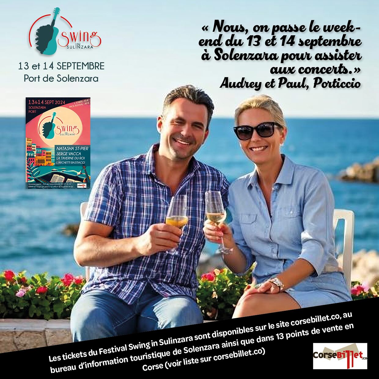 Les tickets du festival swing in Sulinzara sont dispos sur @corsebillet et Ă lâoffice de tourisme @altaroccatourisme ! Le festival aura lieu les 13 et 14 septembre sur le port de Solenzara. @natashastpier @swing_insulinzara @larchetti_bastiacci @sergevaccamusica @lataverneduroi #festival #music #corsica #solenzara #musica