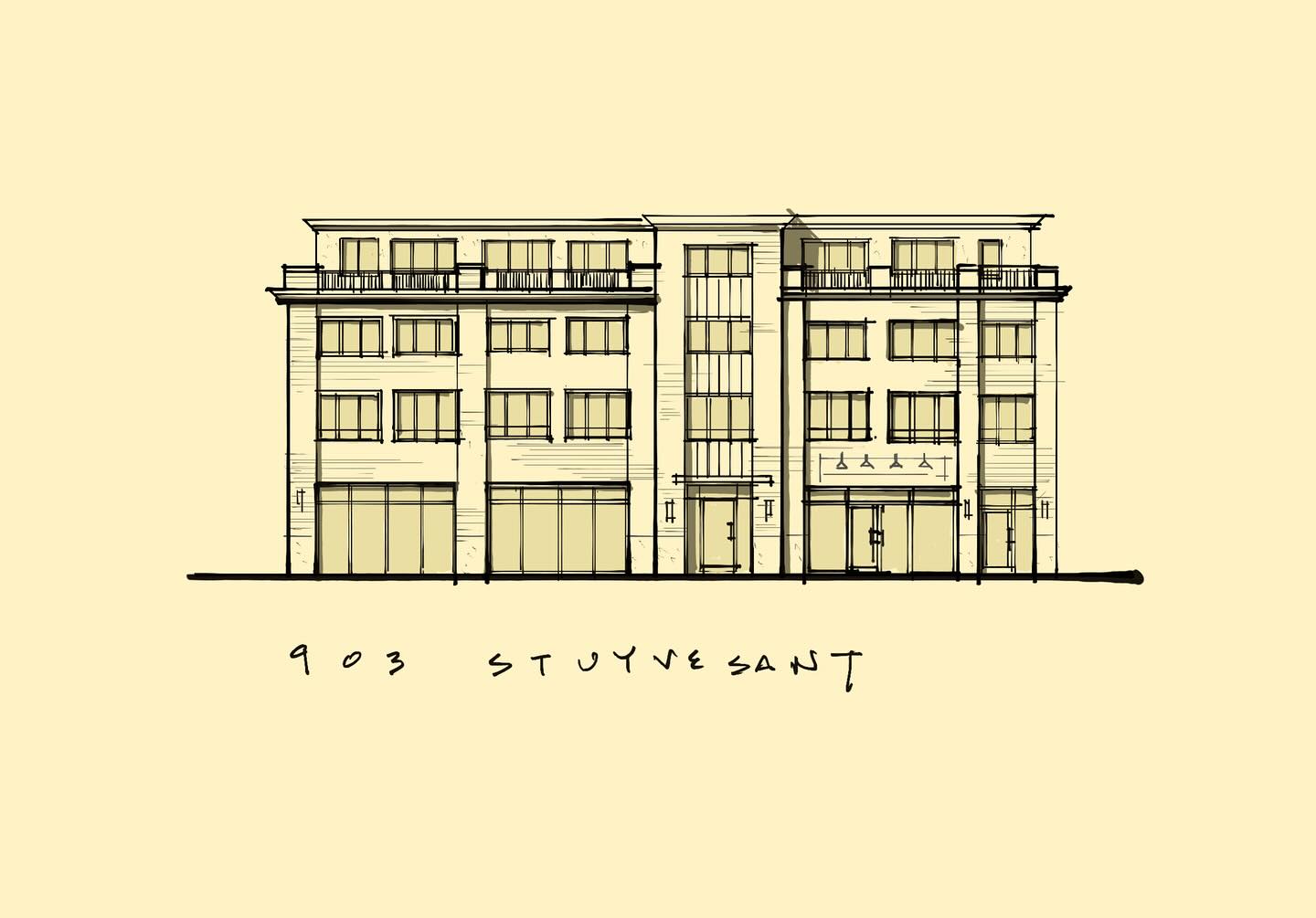 Concept sketch for a mixed-use building. #architecture #sketch #irvingtonnj